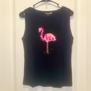 Sweaterworks, Sz Lg Tank Top with Sequined Flamingo